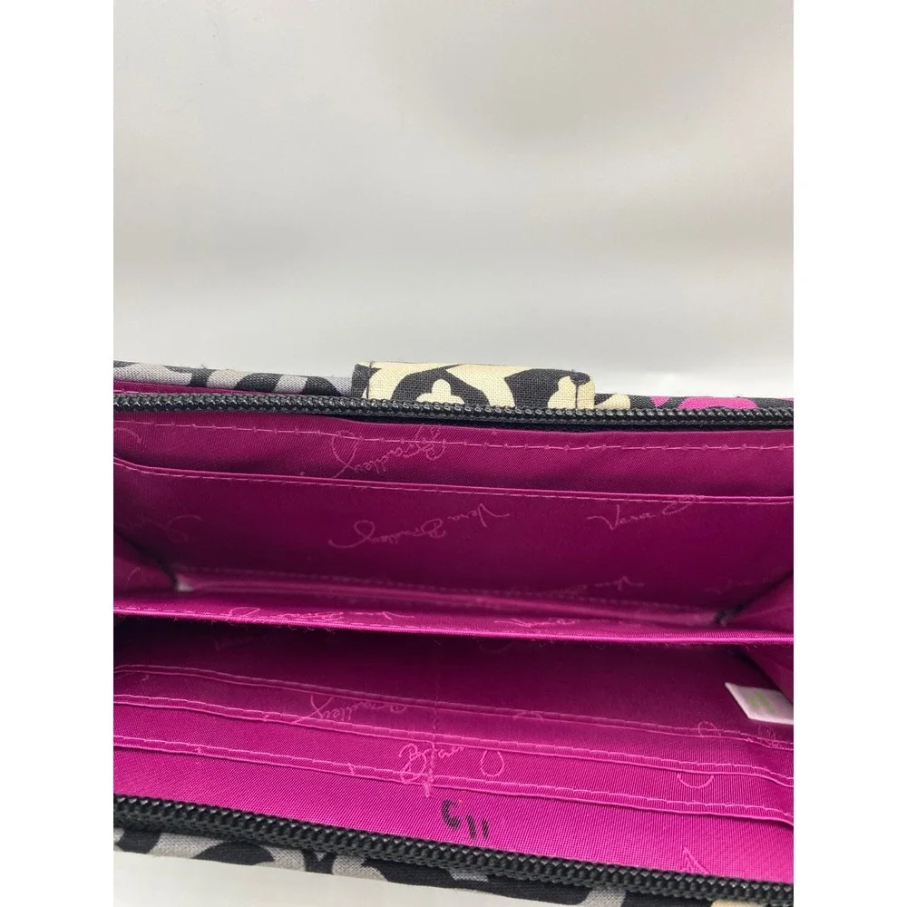 Vera Bradley Wallet Black Pink Grey Floral Zip Around Clutch‎ Purse - Picture 3 of 13